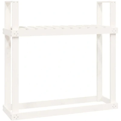 Image of vidaXL Firewood Rack White 110x35x108.5 cm Solid Wood Pine
