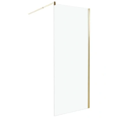 Image of Wet Room Bathroom Shower Screen Tempered Glass Doorless 80 x 190 cm Gold Ahaus