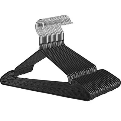 Image of SONGMICS Clothes Hangers, Pack of 20, Metal Jacket Thin and Non Slip, Diameter 4 mm, Space Saving, 360 Rotating Hook, Black, CRI33B 20