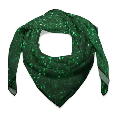 Image of LQWOK Silk Scarves, Green Sequin Sparkle Printed Scarves,soft Scarves,versatile Scarves,thin And Easy to Carry Sparkle, One Size