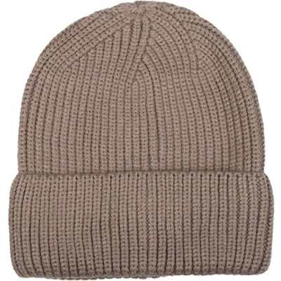 Image of styleBREAKER Unisex fine Knit Beanie hat with Brim, Warm Winter hat, Solid Color, Ribbed Pattern 04024154, Colour:Taupe
