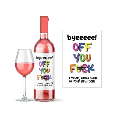 Image of Rib Ticklerz Funny Wine Label Leaving Work Gift for Colleague Rude Joke Office Banter Present New Job Farewell Bye Off You F*ck Good Luck Coworker WLS52