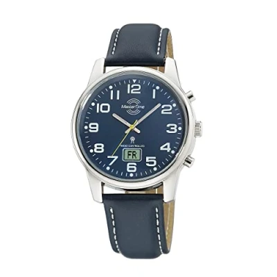 Image of Master Time MTGA 10815 31L Radio Quartz Men&#039;s Analogue Watch with Digital Date Leather Strap, Strap.