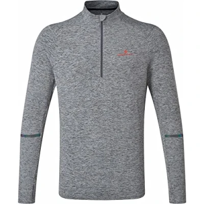 Image of RONHILL, Men&#039;s Life Night Runner 1/2 Zip Tee, BlackMarl/Flame/RFLCT, XL