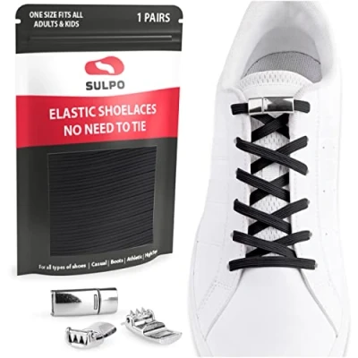 Image of SULPO elastic laces with magnetic closure without ties No tie shoe adult and kids Rubber for trainers, sneakers, converse nad work shoes One Size Adjustable