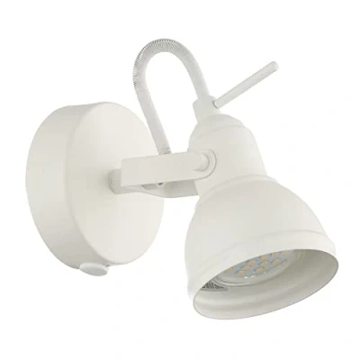 Image of Unique Industrial Designed Matt White Switched Wall Spot Light Adjustable in All Directions by Happy Homewares