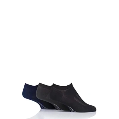 Image of Mens and Women&#039;s 3 Pair SOCKSHOP PermaCool Evaporation Cooling Trainer Socks Black / Navy Charcoal 12 14 Unisex