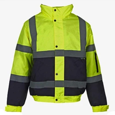 Image of Kapton Hi Viz High Vis Visibility Bomber Jacket Waterproof Work Coat Security (XL, Yellow/Navy)