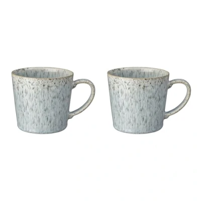 Image of Denby Halo Speckle Coffee Mug Set of 2－390ml Reactive Glaze Stoneware Ceramic Tea Dishwasher Safe, Microwave Safe Black, Grey, White Chip Resistant