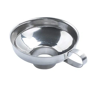 Image of ausuky Stainless Steel Funnel Wide Mouth Jar Oil Liquid Strainer (S)