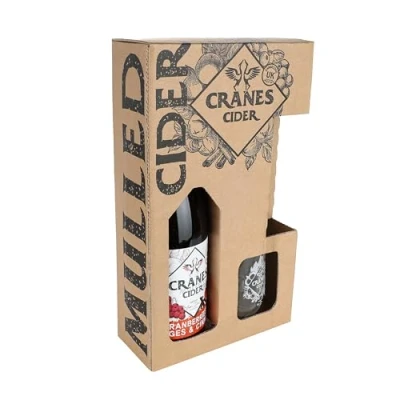 Image of Cranes Cranberries, Oranges &amp; Cinnamon Mulled Cider 3.4% Gift Set 750ml + Glass Mug