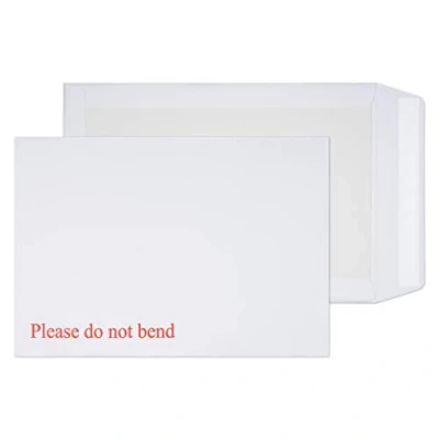 Image of Blake Purely Packaging C4 (A4) 324 x 229 mm Board Back Pocket Peel &amp; Seal Envelopes (3266) White Pack of 125