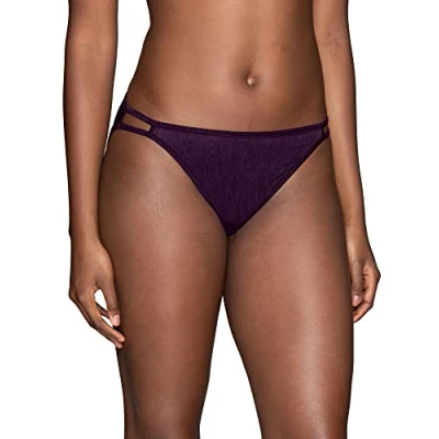 Image of Vanity Fair Women&#039;s Illumination String Bikini Panty 18108 Style Underwear, Sangria, Large