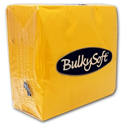 Image of BulkySoft Paper Serviettes 2Ply Solid Colour Soft Napkins for Kitchen, Parties, and Events Rip Proof Disposable Tableware 33 x cm 100% Cellulose Pack of 100 Kitchen Yellow