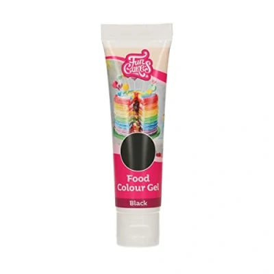 Image of FunCakes Food Colour Gel Black: Highly Concentrated Colouring for Batter, Cream, Fondant, Marzipan, Dough. Single Drips to Create Vibrant Colours. Halal. 30 g.