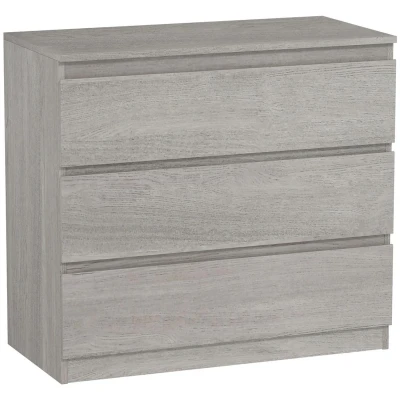Image of HOMCOM Chest of Drawers, 3 Drawer Storage Organiser Unit for Bedroom, Living Room, Grey Wood Effect