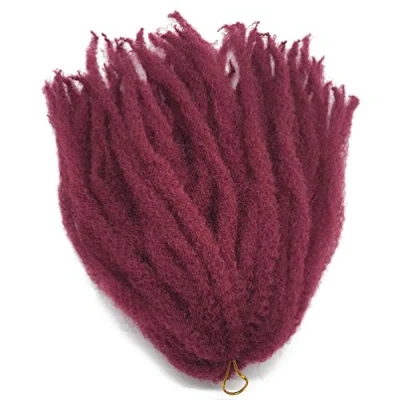 Image of Coolbers 18 Inch Afro Kinky Curly Crochet Braids Hair Extensions Burgundy Red Synthetic Marley Jerry Curls (18 Inch, Burg)