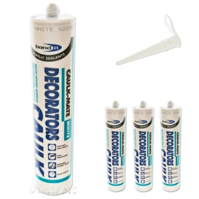 Image of 3 x Bond It White Caulk Mate EU3 Cartridge 310ml Decorators 60 minute formula BDOHC300