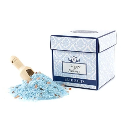 Image of Mystix London Orange &amp; Nutmeg 100% Natural Bath Salts a Medley of Epsom, Dead Sea Mineral and Himalayan Pink Perfect as Gift Handmade in UK