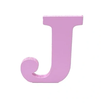 Image of Pink Wooden MDF Letter J Size 8cm Tall Free Standing Letters for Arts &amp; Crafts Personalized Name Decor