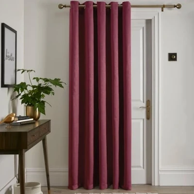 Image of Fusion Wine Red Single Curtain W66 x L84 (168 214cm) 1x Panel Eyelet in Thermal for Bedroom/Living Room &amp; Drape Door Strata Collection