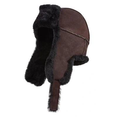 Image of Infinity Leather Unisex B3 Russian Ushanka RAF Aviator Shearling Sheepskin Suede Trapper Flying Hat Brown