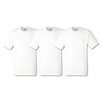 Image of Fruit of the Loom Men&#039;s Heavy T Shirt, White, L UK 3 pack