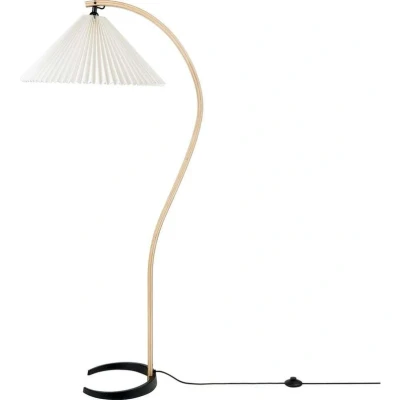 Image of GUBI Timberline floor lamp, wooden frame, lampshade canvas white