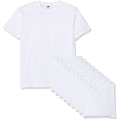 Image of Fruit of the Loom Men&#039;s Valueweight Short Sleeve T Shirt Pack 10, White, Large