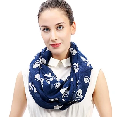 Image of Lina &amp; Lily Squirrel Print Lightweight Snood Scarf (Navy/White)