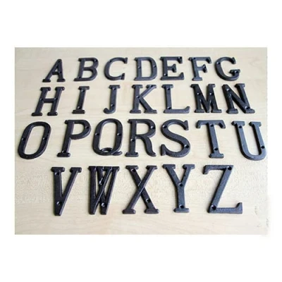 Image of ausuky 1x Cast Wrought Iron Black Antique House Door Garage Plaque Alphabet Letters Numbers (X)