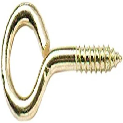 Image of Merriway BH03573 (5 Pcs) EB 45mm (1.3/4 inch) Steel Screw In Eye Brass Plated Pack of 5 Pieces