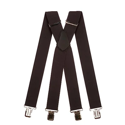 Image of Men&#039;s XXL Extra Wide, Heavy Duty X Shape Braces/Suspenders, 5cm Dark Grey