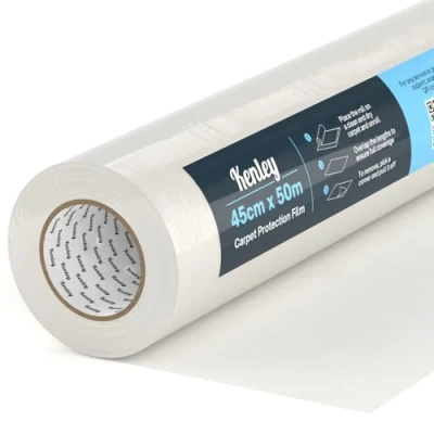 Image of Carpet Protector Roll Self Adhesive Protection Film Sticky Clear Plastic Stair Hard Floor Cover Heavy Duty Puncture Resistant &amp; Waterproof Protective Covering (45cm x 50m)