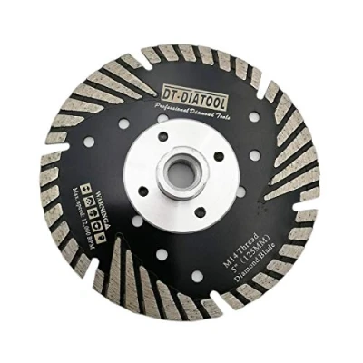 Image of DT DIATOOL Diamond Turbo Saw Blade with Slant Protection Teeth 5 Inch / 125mm Cutting Disc M14 Thread for Concrete Tile Granite Marble Masonry