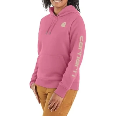 Image of Carhartt Women&#039;s Relaxed Fit Midweight Logo Sleeve Graphic Sweatshirt, Woodrose, Medium