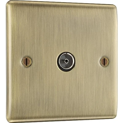 Image of BG Electrical Single Socket For TV or FM Co Axial Aerial Connection, Antique Brass