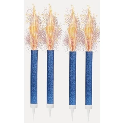 Image of Ice Fountain Candles for Cakes, Cake Sparklers, Toppers, Ideal Christmas Decoration, Birthday Party, Decorations, and Other Special Occasions (4Pcs Royal Blue Fountain)
