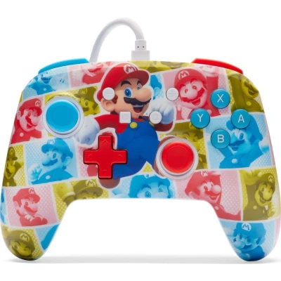 Image of PowerA Enhanced Wired Controller for Nintendo Switch and Oled Model, Advance Gaming Buttons, 3.5mm Stereo Jack Anti Friction Rings, Official: Mario Hero Reel