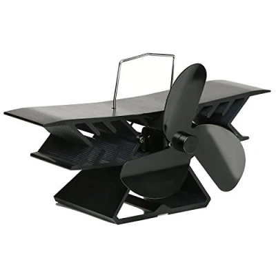 Image of Qualtex 3 Blade Heat Powered Silent Space Saving Compact Stove Fan for Log Wood Burners L 120mm x W 215mm H 125mm