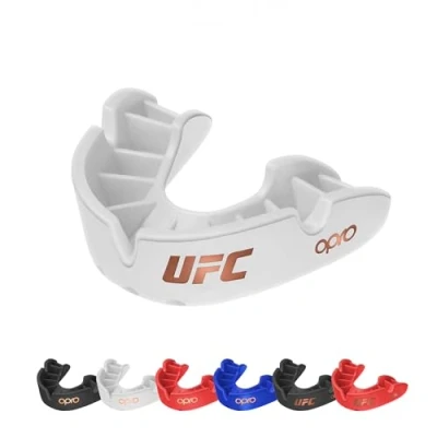 Image of OPRO Bronze Level UFC Adult and Kids Sports Mouthguard with Case Fitting Device, Gum Shield for UFC, MMA, Boxing, BJJ Other Combat (White, Youth)