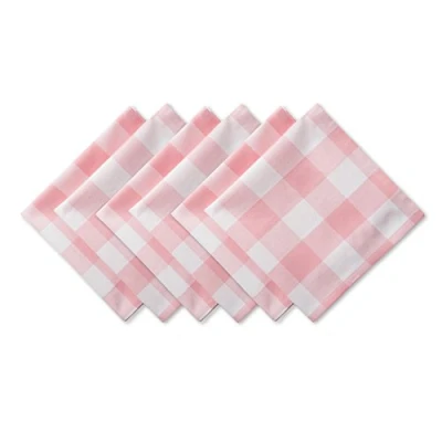 Image of DII Buffalo Check Collection Placemat in Classic Farmhouse Design, Cotton, Pink/White, Napkin Set, 20 x 20, 6