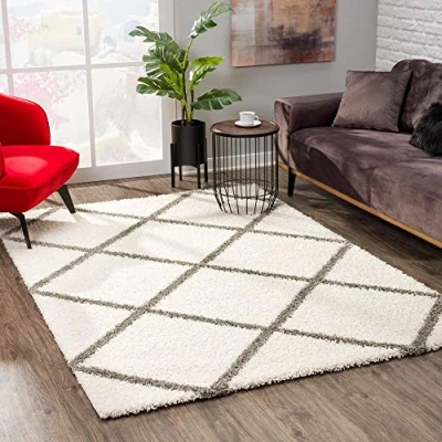 Image of SANAT Madrid Shaggy Rug High Pile Rugs for Living Room, Bedroom, Kitchen Cream, Size: 80 x 200 cm