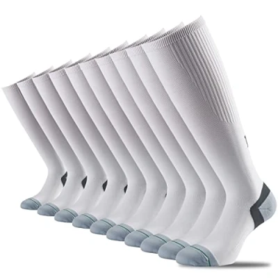 Image of 1000 Mile 10 Pair Multi Pack Compression Fit Knee Length Walking Hiking Outdoor Socks White UK 12 14