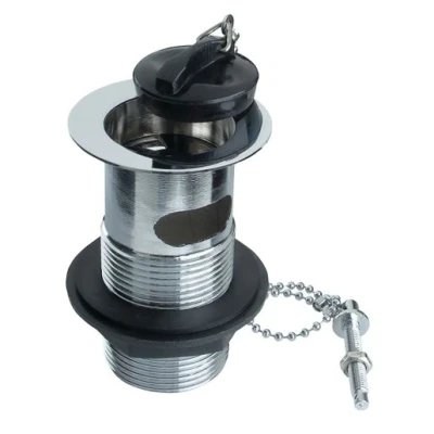 Image of Embrass Peerless 201240 Basin Waste 1.25inch Slotted With Chain &amp; Poly Plug