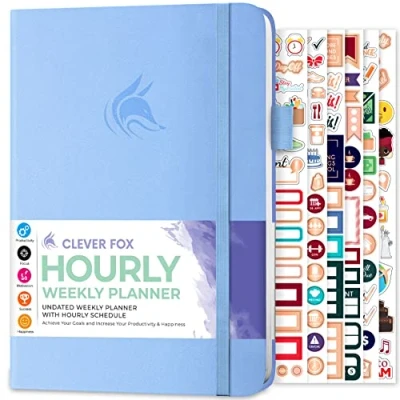 Image of Clever Fox Planner Schedule Undated Weekly &amp; Monthly Life with Time Slots, Appointment Book Daily Organizer, A5 (Periwinkle)