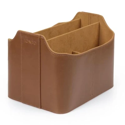 Image of LONDO Leather Remote Control Organizer and Caddy with Tablet Slot