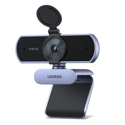 Image of UGREEN 2K Webcam with Microphone, Dual Stereo Mics, Low Light Correction, Web Cam Privacy Cover, Plug &amp; Play, Camera for PC, Mac, Laptop, Zoom, Skype, Streaming, Video Calling Conferences
