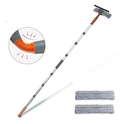 Image of AIDELY 2 in 1 Shower Wiper, 62 Inch SQUEEGEE with 105 Extension Rod, Telescopic Window Washer, Glass Cleaning Tools for High Windows Indoor and Outdoor Use