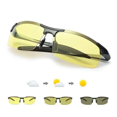 Image of TJUTR Men Photochromic Night vision Glasses for Driving Women Polarised Anti Glare Lens Filtering Headlights Safety Day&amp;Night